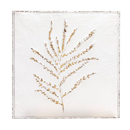 Hello Honey® White Botanical Square Embossed Metal Wall Décor